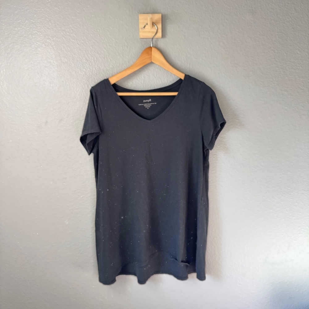 Pure Jill Black V-Neck Elliptical Tee Women’s Medium